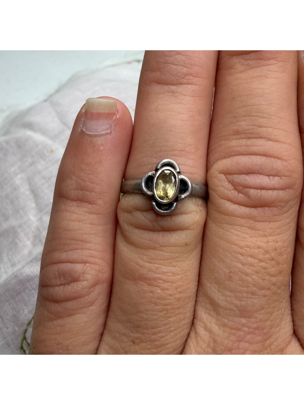 Citrine & sterling silver ring sz 6 vintage